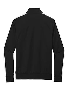 SPORT-TEK Unisex Tricot Sleeve Stripe Track Jacket, Black